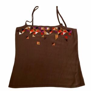 Vintage Worth Brown Embroidered Knit Camisole 8